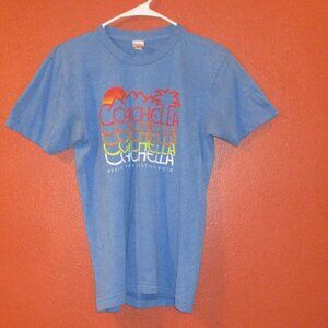 Coachella 2010 Woman Small Blue Yellow Red Double Sided Short Sleeve Shirt